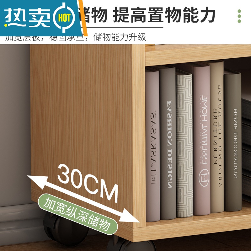 敬平移动小推车书架置物架书桌简易放书架家用客厅卧室床边书本收纳架高清大图