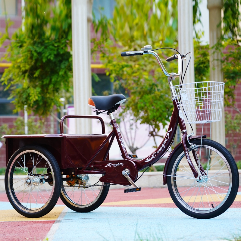 新款老人三轮车老人脚踏代步车老年脚蹬自行车成人三轮车人力轻便视频