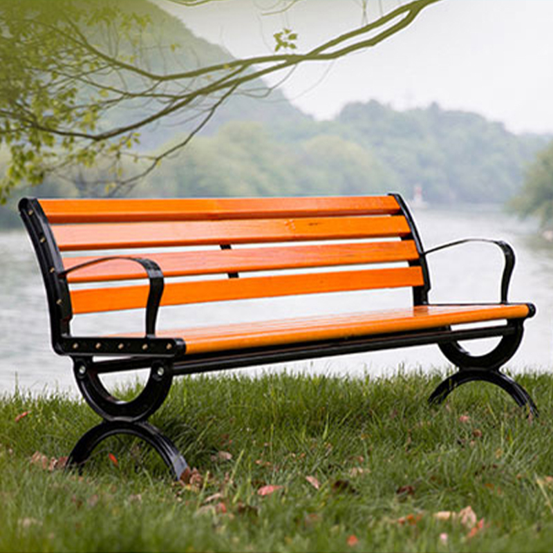 dxbg公园椅户外长椅庭院双人靠背座椅休闲铁艺防腐实木室外长条凳12米
