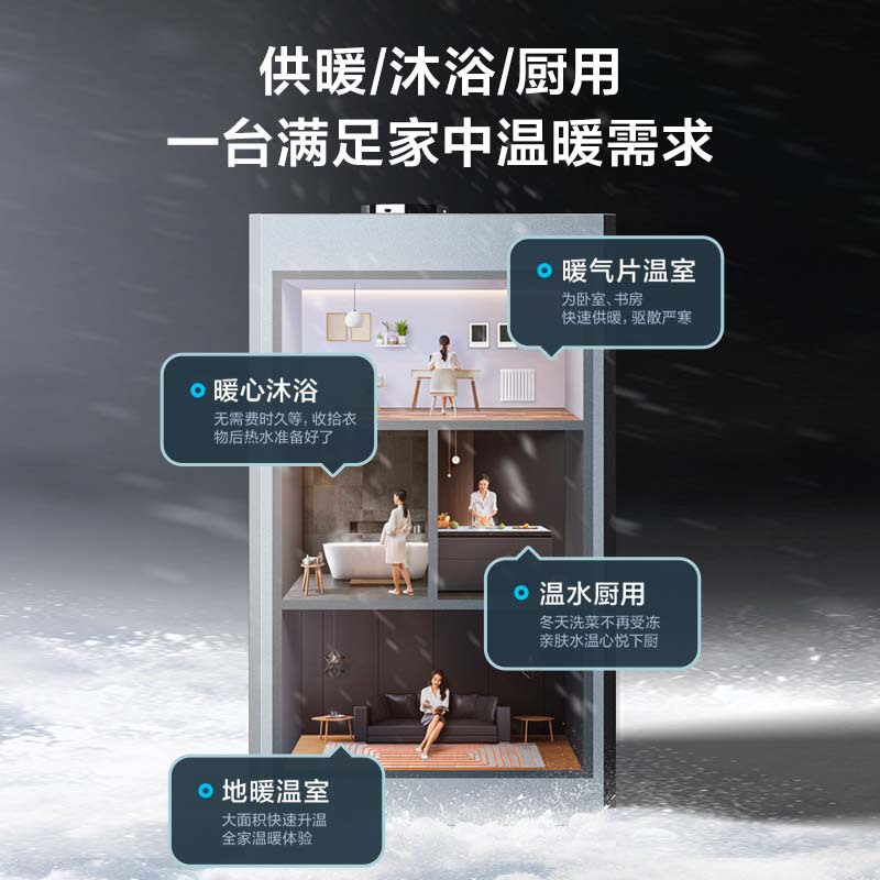 美的(Midea)壁挂炉LL1PBD20-R53双变频天然气供暖燃气热水器地暖采暖沐浴家用式 一级降噪省气双变频一级能效