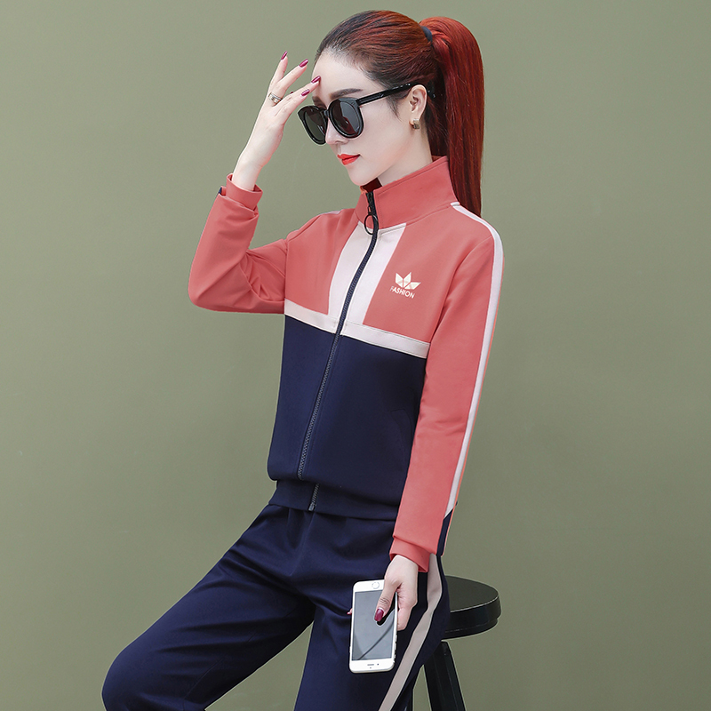 运动休闲套装女春秋季2022新款大码女装跑步服春秋款卫衣棉质