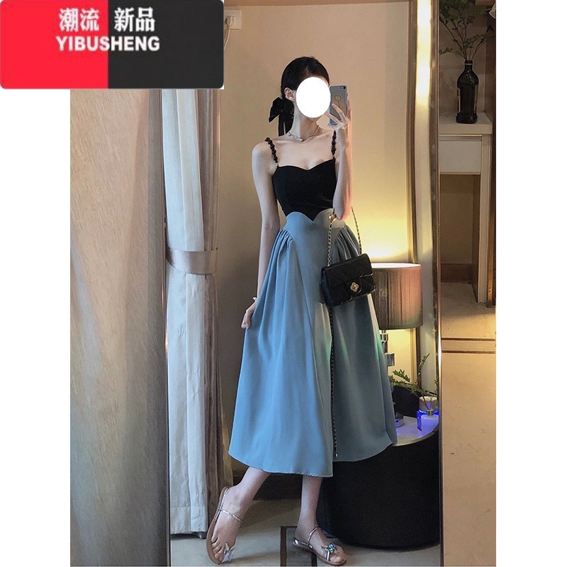 YIBUSHENG露背吊带连衣裙季法式收腰高级感赫本风别致漂亮温柔气质小礼裙