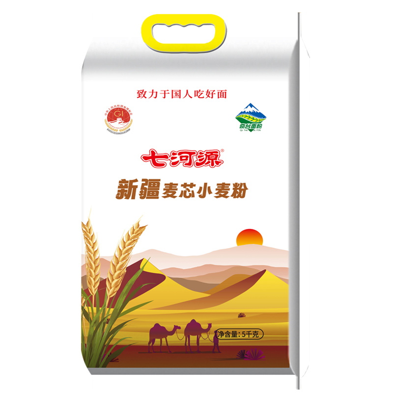 7河源 新疆麦芯小麦粉5kg 奇台旱沙高筋面粉高清大图
