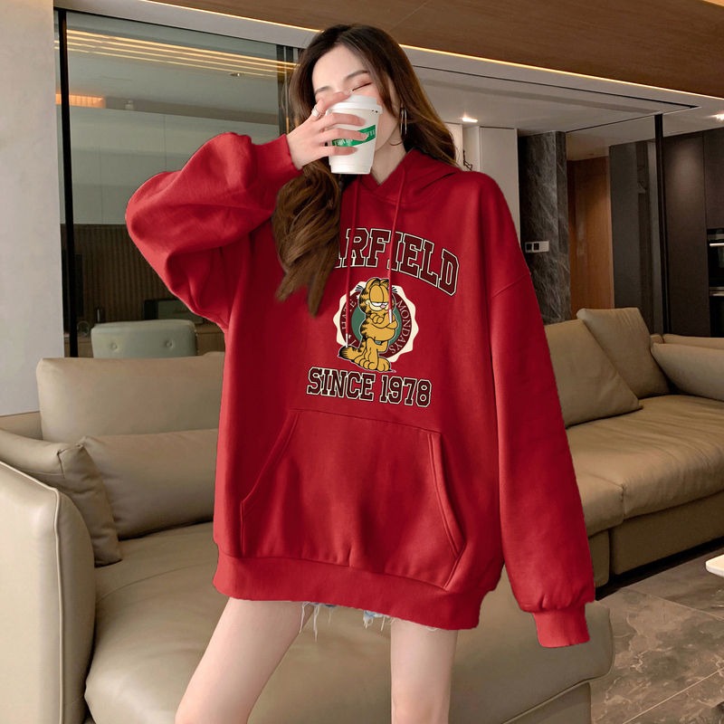 唐狮早春连帽卫衣女新款设计感小众韩版宽松拼接美潮上衣ins