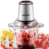 AUX/奥克斯绞肉机 大容量商用400W家用不锈钢电动搅拌机绞馅机打辣椒机碎菜蒜蓉器料理机切菜打肉碎肉机