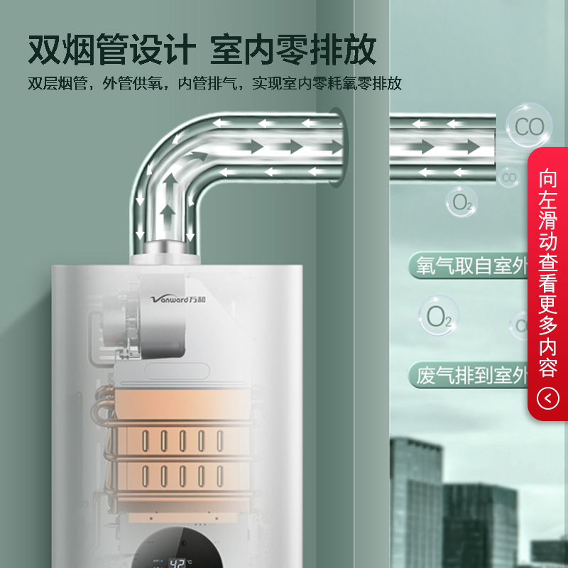 万和（vanward）12升平衡式燃气家用 热水器