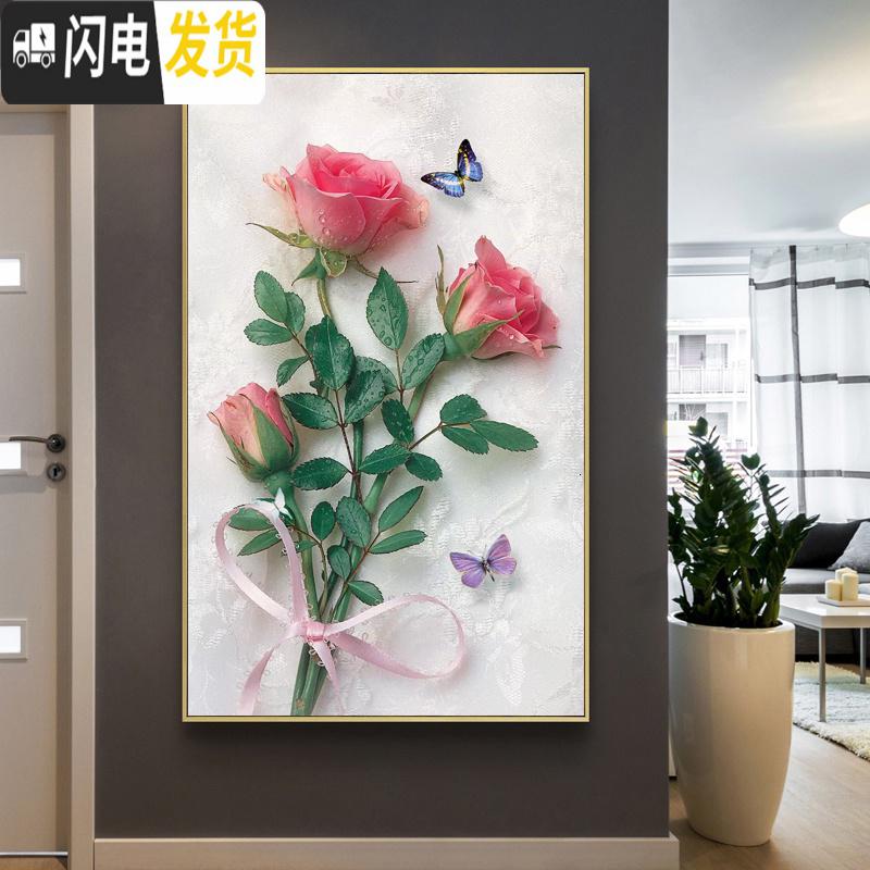 三维工匠2019年钻石画新款带框满钻客厅玫瑰花水晶十字绣小件 满钻全贴AB彩[60*100厘米]多加30钻量、送工具包高清大图