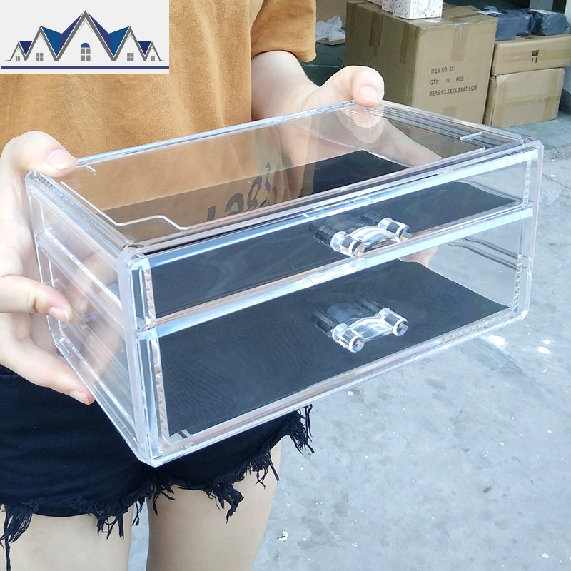 化妆品收纳盒梳妆台透明抽屉式整理首饰盒口红气垫眼影护肤品盒 三维工匠高清大图
