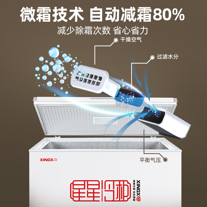 星星(XINGX) BD/BC-355E 355L 卧式 冷柜 冰柜 卧式冷柜 大冰柜商用 强冷冻设计 机械控温高清大图