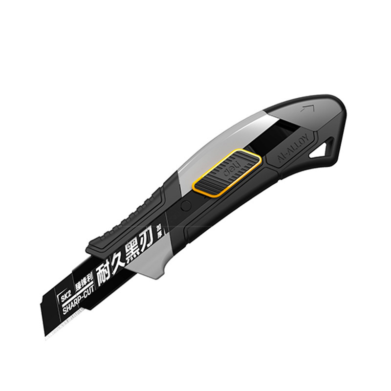 得力(deli)DL4256 专业级铝合金包胶美工刀 18mm SK2 加厚黑刃 银色 1把高清大图