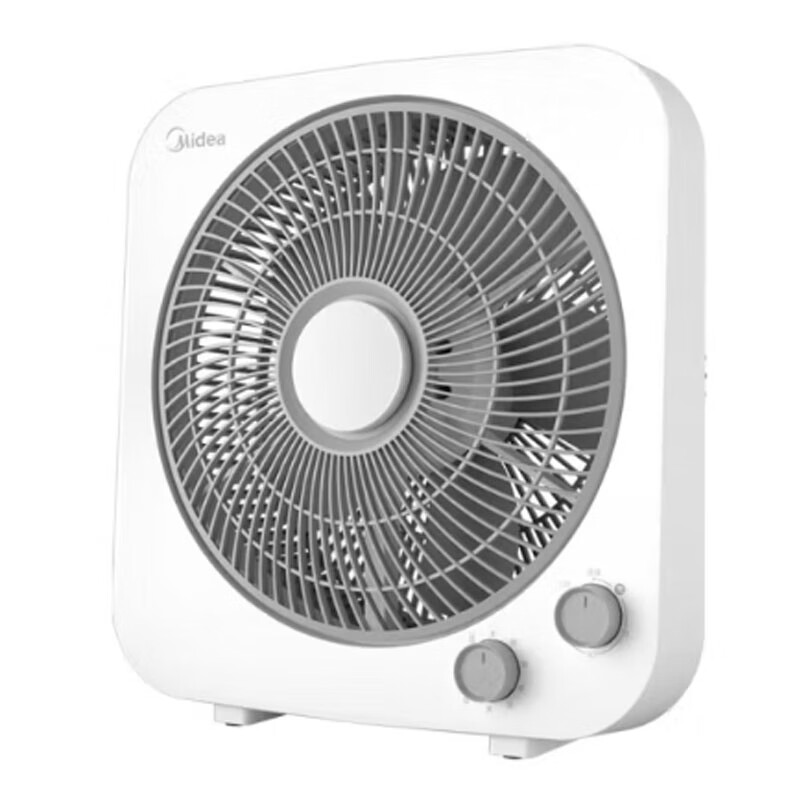 美的 电风扇鸿运转叶页台式风扇轻音低噪转叶风扇台式倾倒断电定时灰白色 KYT30-21MA