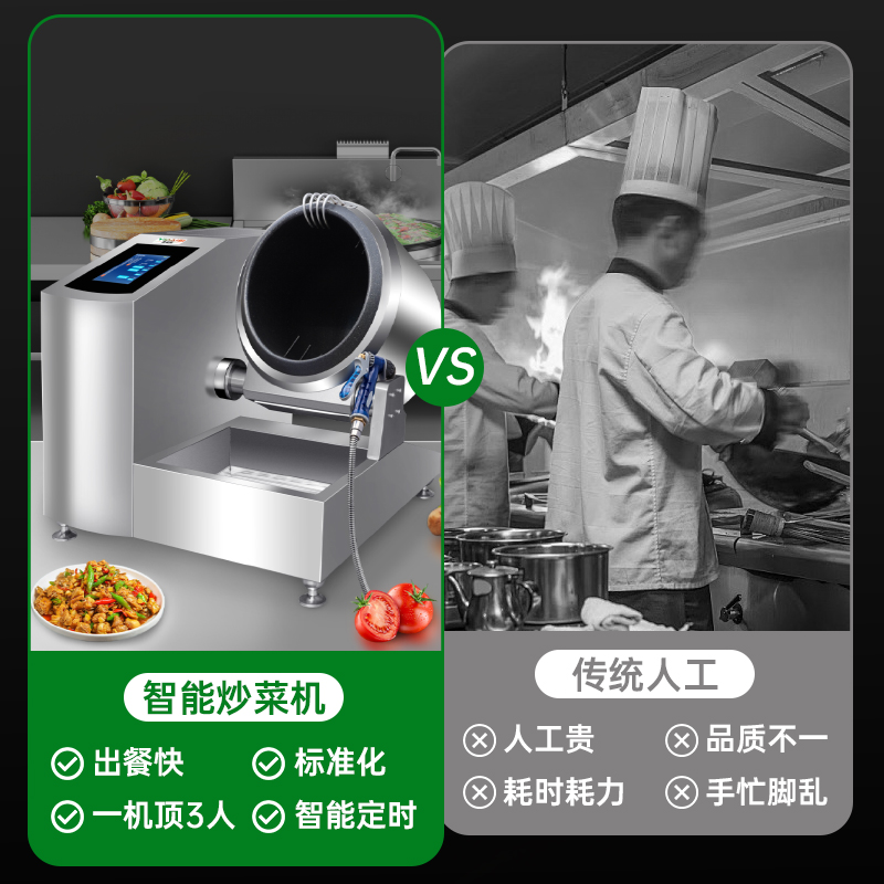 意黛斯 商用炒菜机多功能滚筒翻炒机智能炒饭机酒店餐厅食堂全自动烹饪机中央厨房大型炒菜机器人 触屏喷料款YDS-TGQ30高清大图