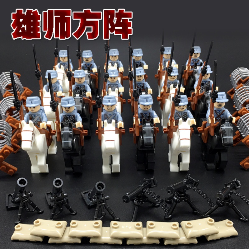 新年军事小人仔日军小鬼子士兵装备武器积木拼装男孩子玩具 步兵小队13人高清大图