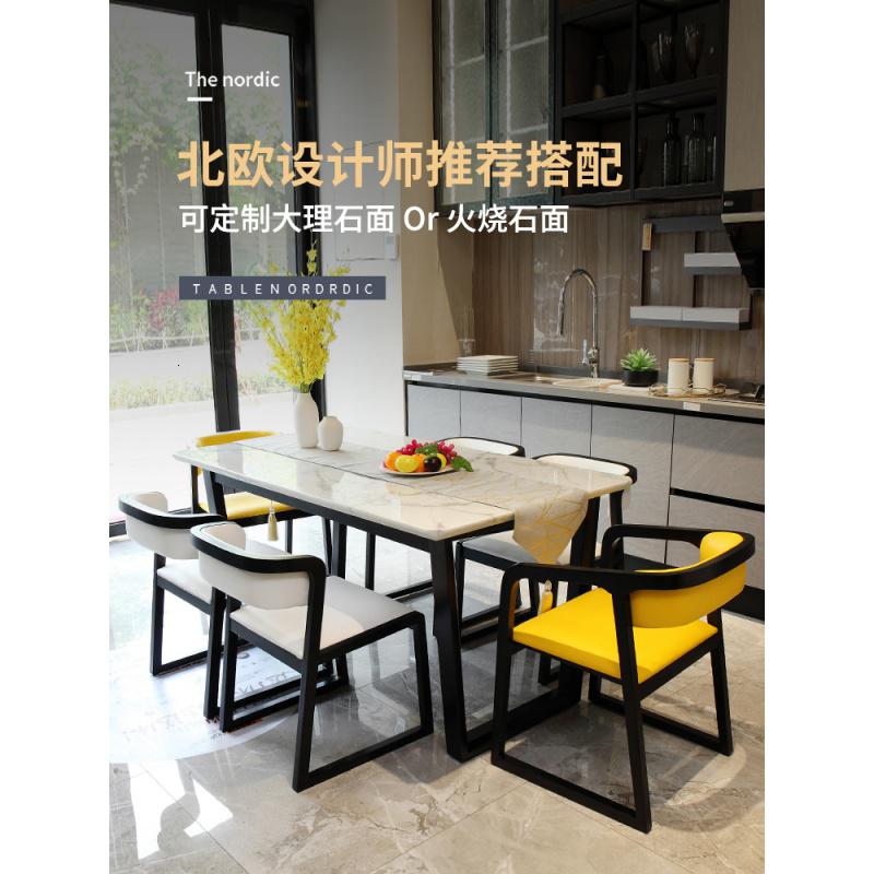 北欧风格大理石实木餐桌椅组合小户型现代简约长方形吃饭桌子高清大图