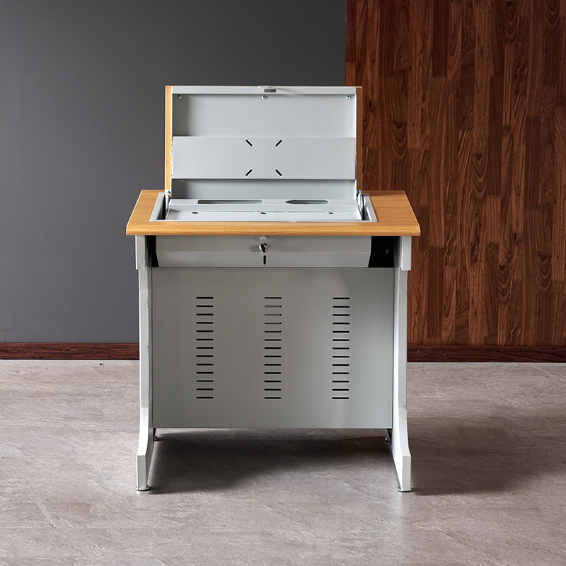 臻远ZY4012416隐藏式翻转电脑桌培训桌教室机房多媒体学习桌办公桌B款单人位高清大图