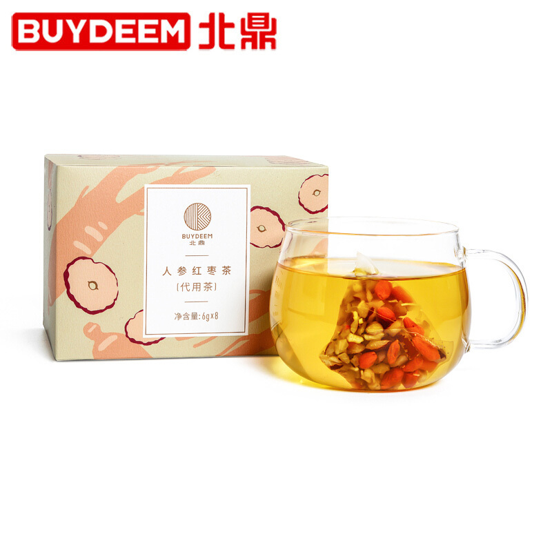 北鼎(Buydeem)茶叶 袋泡茶 茶包 花草茶 养生茶 人参红枣茶 盒/6g*8袋