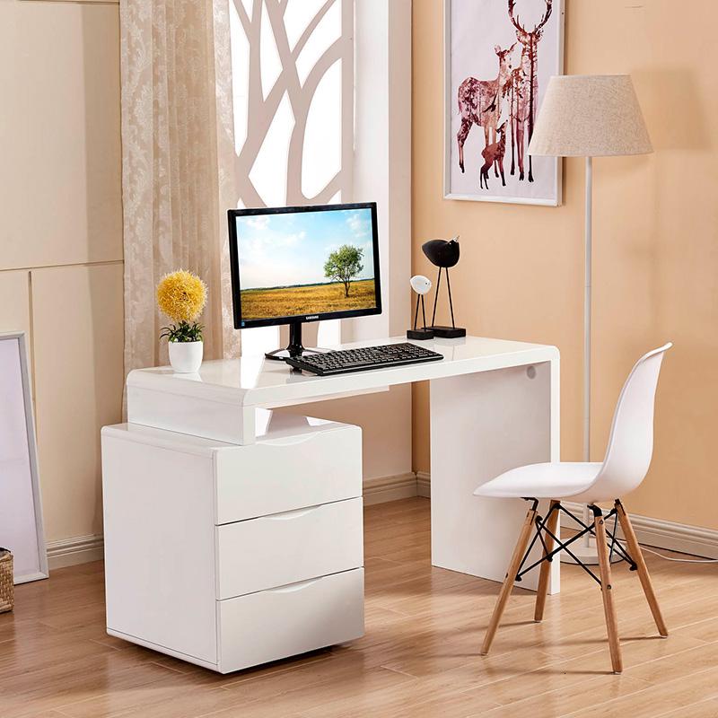 电脑桌白色烤漆卧室简约小户型笔记本伸拉写字台家用台式办公书桌定制