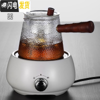 三维工匠黑茶全自动煮茶炉烧茶壶小型电陶炉家用蒸汽煮茶器套装玻璃煮茶壶 锤纹乐雅两用蒸煮茶壶茶具