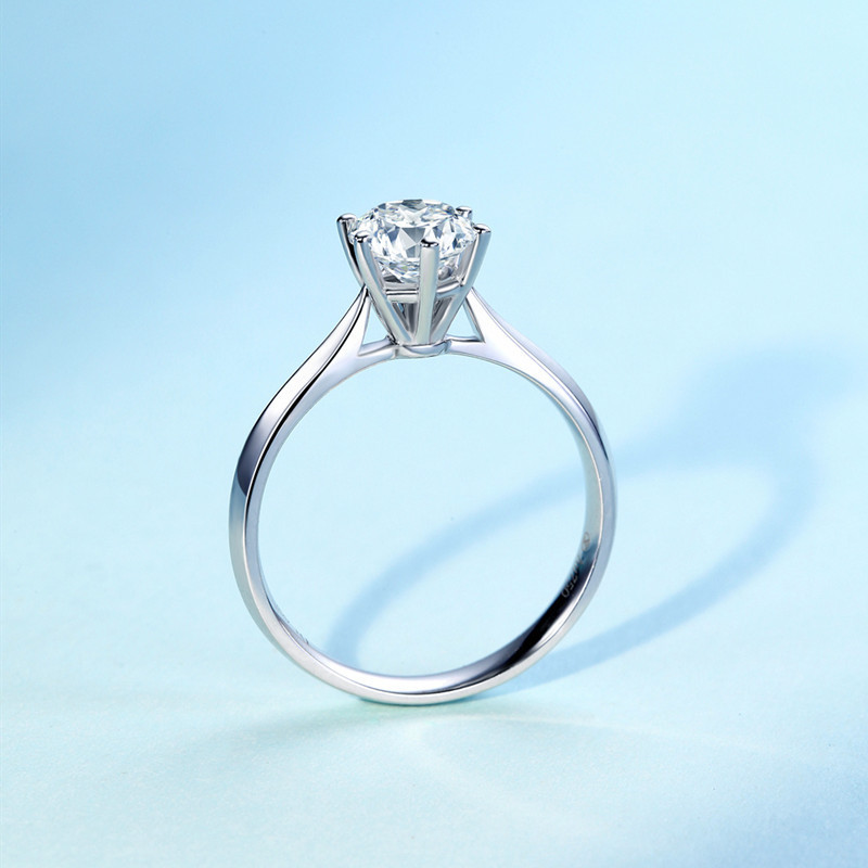 佐卡伊白18k金六爪钻戒女钻石婚戒求婚结婚女戒