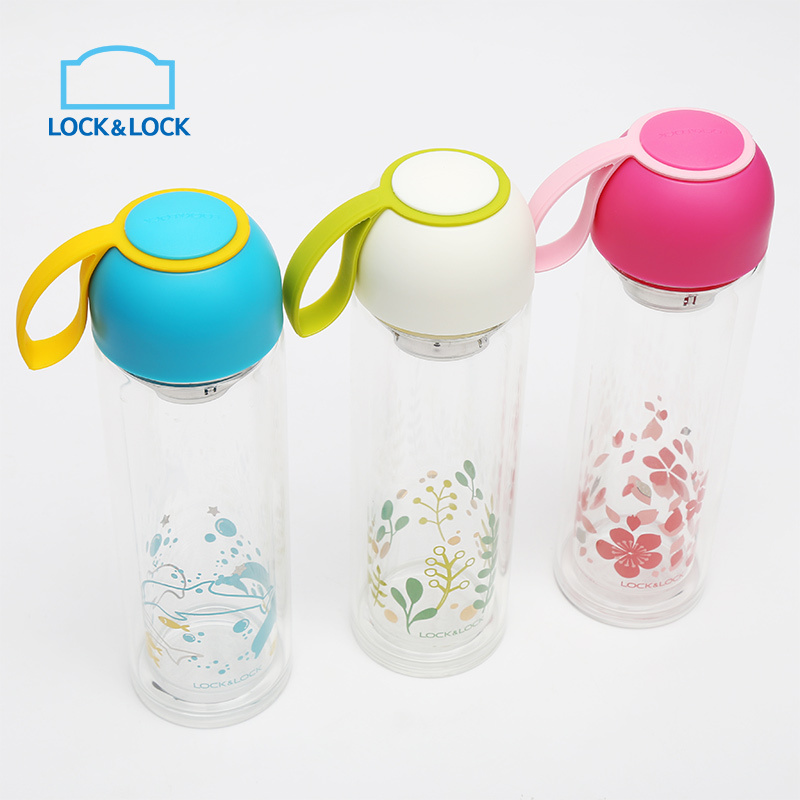 乐扣乐扣（lock&lock）缤纷色彩双层耐热玻璃杯 LLG654PIK 粉色高清大图