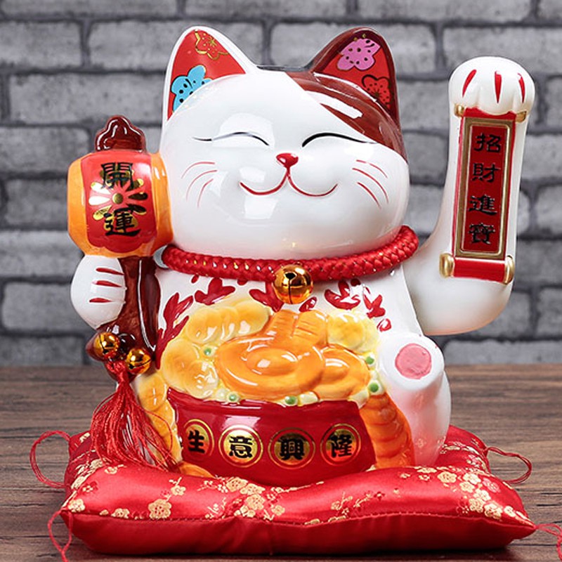 猫摆件自动招手店铺开业陶瓷大号电动摇手发财猫家居创意礼品 三维工匠 10寸进宝款_88