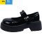 聚范厚底增高玛丽珍乐福单鞋女2024新款夏季复古甜酷黑色配裙子小皮鞋