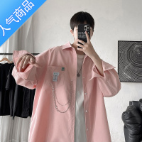 SUNTEK春秋衬衫男长袖宽松大码高级感设计感小众痞帅衬衣韩版潮流外套男