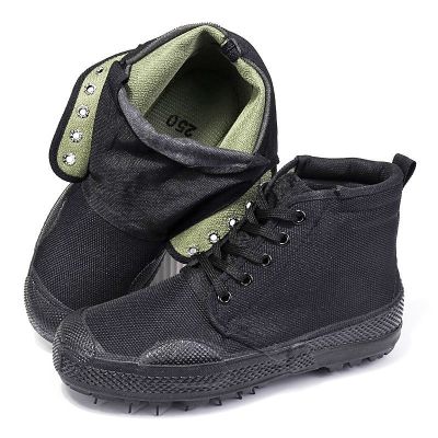 3618硫化橡胶底高帮鞋耐磨防滑3445男女通码丛林户外农田解放鞋黑色35