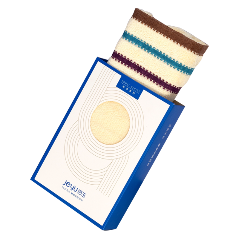 洁玉 素色多臂纯棉毛巾单条装盒装 TG-1331A 米色