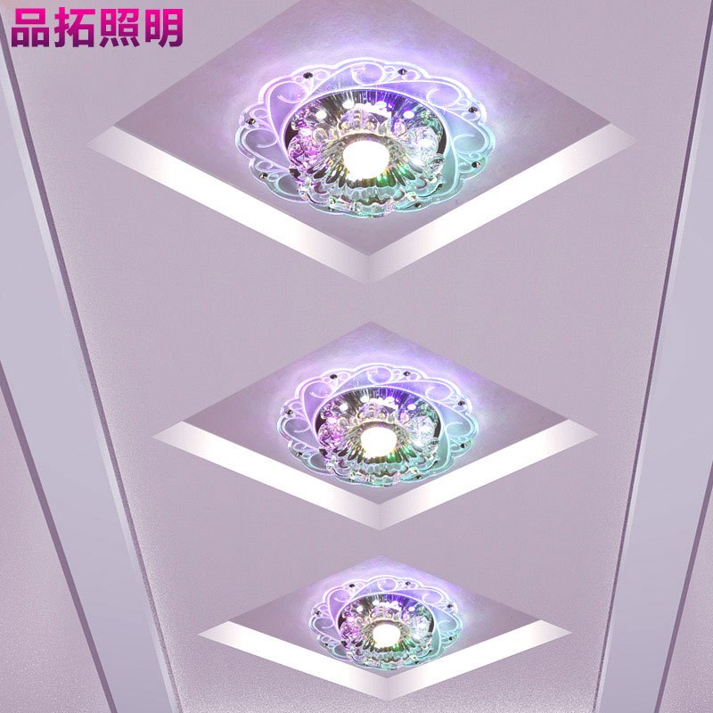 品拓(PINTUO)现代简约吸顶灯水晶灯铁艺暗装天花灯牛眼灯服装店背景走廊孔灯玄关过道8?灯具