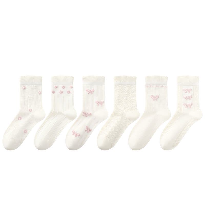 恒源祥春夏袜子女士白色法式玛丽珍鞋袜子薄款纯棉女生花边无骨袜图片