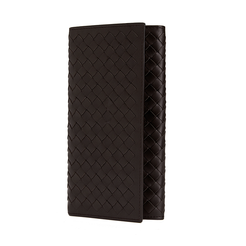 BOTTEGA VENETA 宝缇嘉 BV 男士长款编织钱夹钱包深棕色