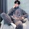 男士睡衣冬季可外穿法兰绒加绒加厚冬天睡衣男款珊瑚绒家居服套装