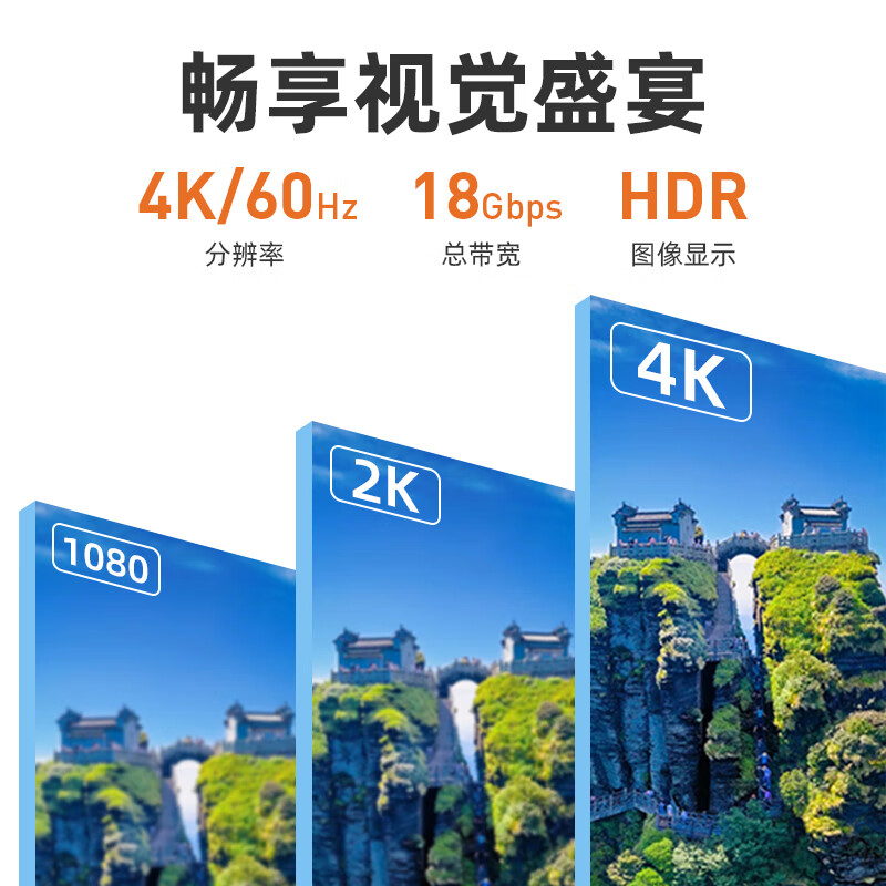 数魅HDMI线2.0版 4K相机直播高清线3D视频线工程级 电视机机顶盒数据连接线 HDMI转HDMI线3m高清大图