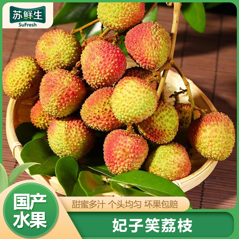 【苏鲜生】新鲜妃子笑荔枝 净重4.5斤 单果18g+ 1