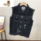 YANXU牛仔马甲男士韩版修身潮流大码坎肩背心帅气个性破洞休闲马夹外套