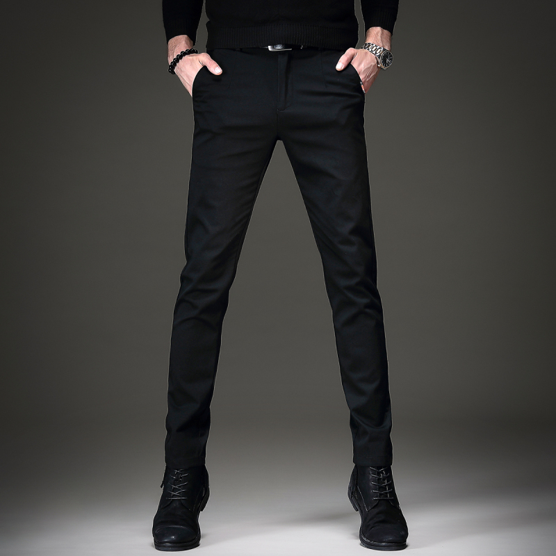 YUANSU贵色秋冬加绒商务西裤男修身小脚裤子男上班韩版潮流弹力休闲裤男休闲裤