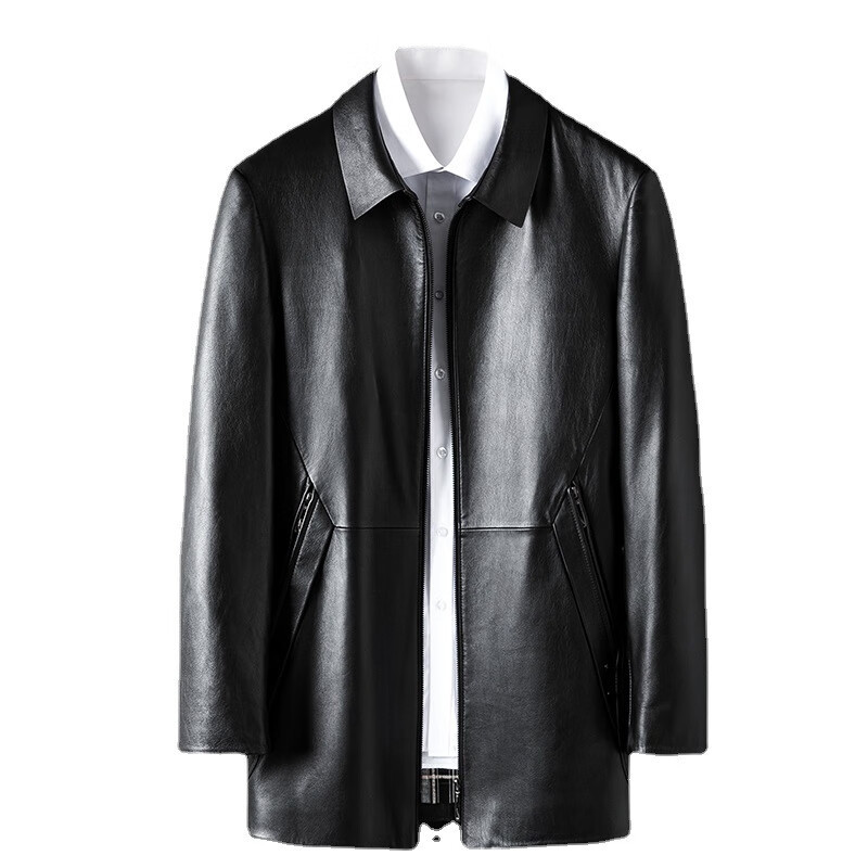 dafy品牌轻奢高端真皮皮衣男装外套牛皮大衣中青年男士中长款秋冬季