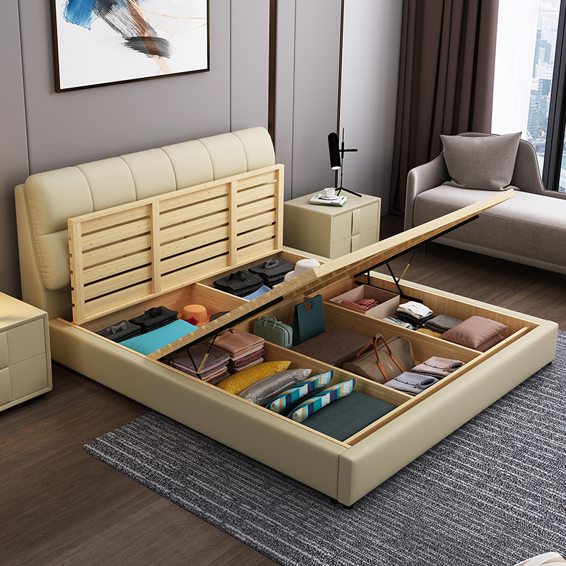 徘徊生活简约现代18米双人床15米皮床软体床主卧高箱储物婚床