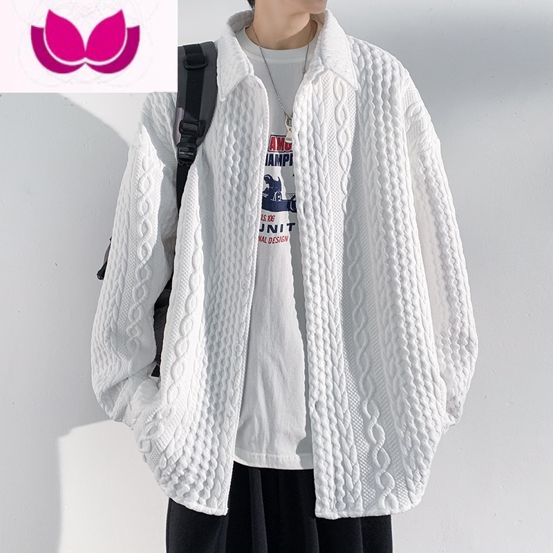 七斓潮牌小香风外套男宽松大码美式复古痞帅飞行员夹克褂衣男