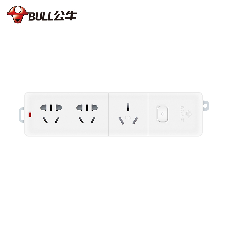 公牛(BULL)GN-406D大功率16A空调插座 3位总控全长1.8米送10A头 插座/插线板/插排/排插