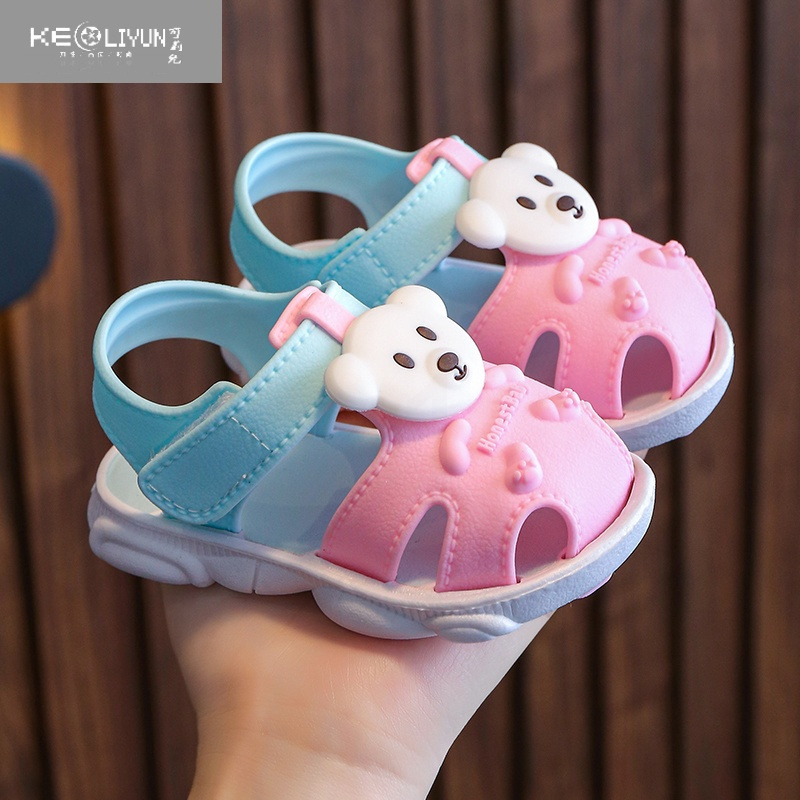 可莉允儿童凉鞋夏季男童小童露趾学步鞋软底防滑塑料婴儿女童宝宝凉鞋