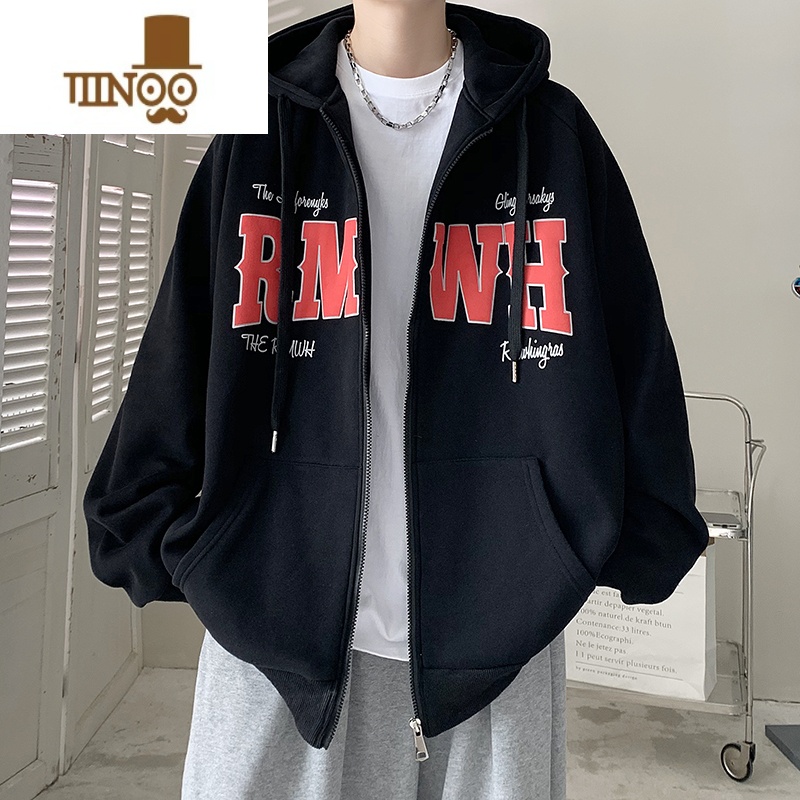 YANXU上新连帽开衫卫衣男士美式复古情侣装hiphop潮牌夹克外套上衣服高清大图