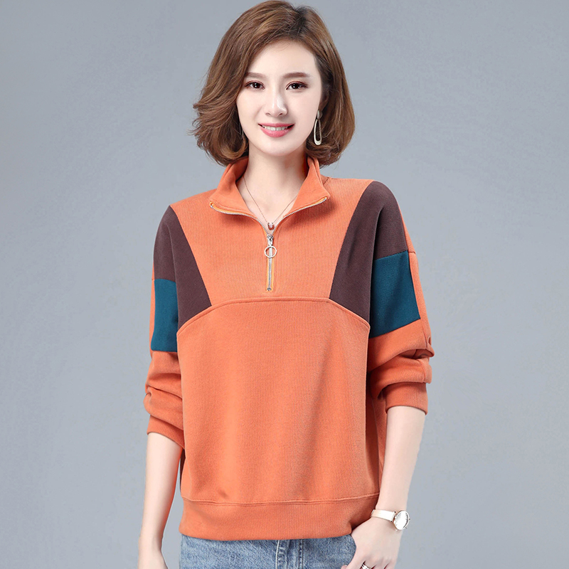 班俏banqiao 立领卫衣女加绒加厚2020年冬季新款女士卫衣宽松半拉链套