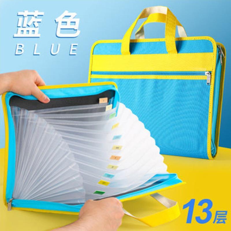 防水帆布收纳文件袋 商务公文包多层插页夹学生试卷文件夹风琴包 牛津布/黑色