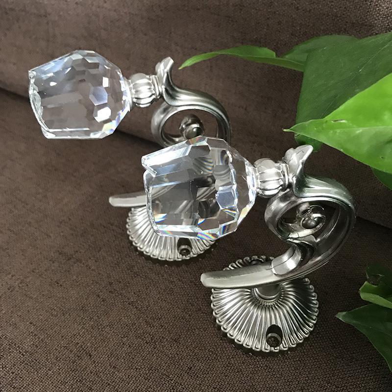 BONJEAN窗帘配件辅料墙钩挂钩壁钩水晶瓷墙钩窗帘挂球/绑球绑绳/装饰球 水晶墙钩-银色/1个