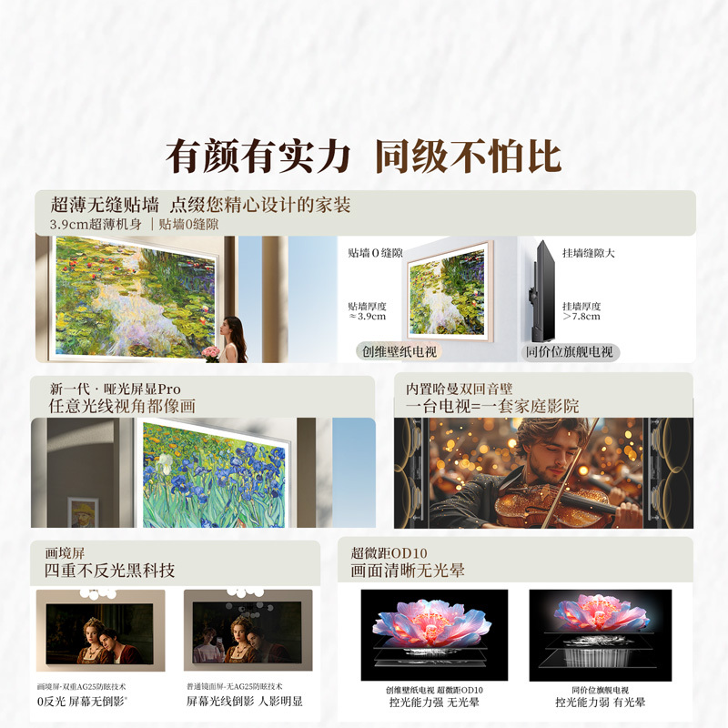 创维壁纸电视悦享版 75英寸 75AC11H 超薄无缝贴墙 一级能效 Mini LED 内置回音壁 不反光电视高清大图