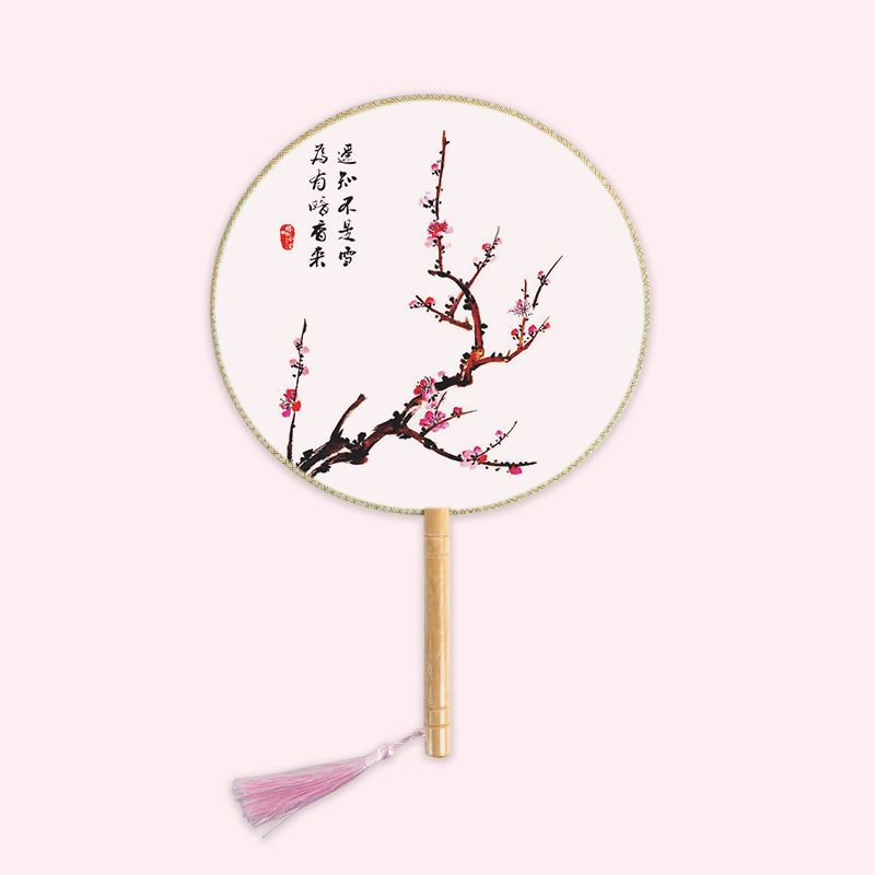 古风折扇古典团扇宫廷中国风宫扇女复古工艺木柄圆扇汉服舞蹈扇子