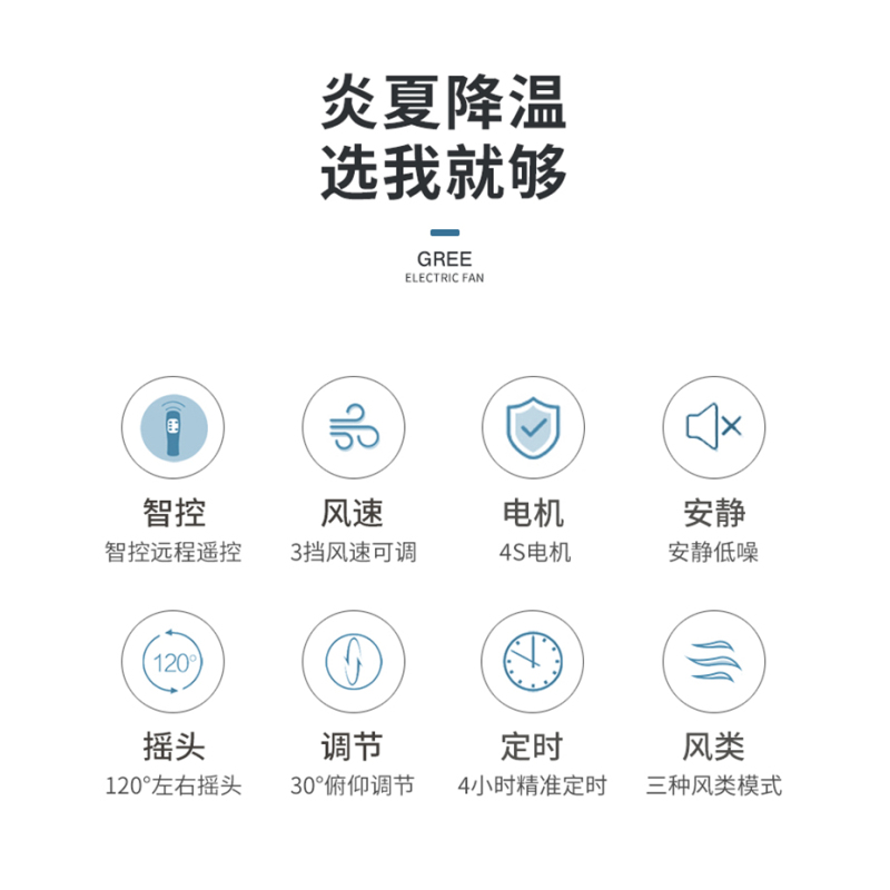 格力(GREE) 壁挂式电风扇挂墙壁家用挂壁风扇 办公室餐厅遥控壁扇挂壁式电扇FB-4001B-WG