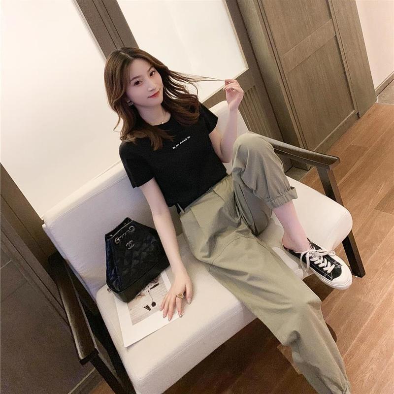 喂奶哺乳衣服期夏天装季产后外出时尚辣妈款T恤上衣显瘦裤子套装 军緑裤+上衣[常规款无拉链] M